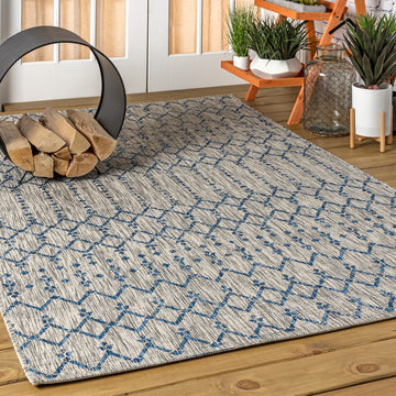 Ourika Moroccan Geometric Textured Weave Indoor/outdoor Area Rug